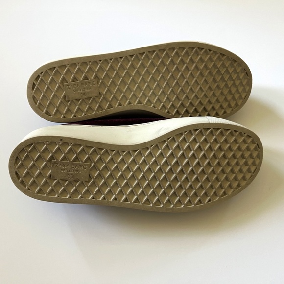 Zara Burgundy Velvet Sneakers Size 6 - Picture 5 of 7